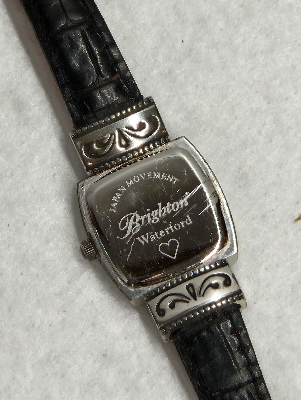Brighton 5-7" Watch Vintage Reversible Black Red Leather Silver Plated Waterford - Picture 4 of 9